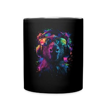DJ Cool Outfit Pop Art Techno Festival Capybara - Tasse einfarbig - Schwarz - Vorne