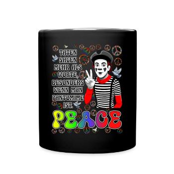 Friedens Pantomime - Tasse einfarbig - Schwarz - Vorne