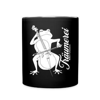 Frog plays cello reverie - Full Colour Mug - black - Front