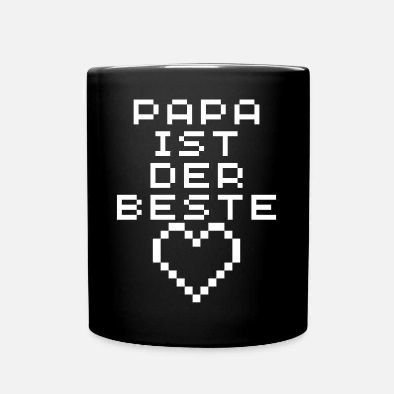 Papa ist der Beste Pixelherz - Tasse einfarbig - Schwarz
