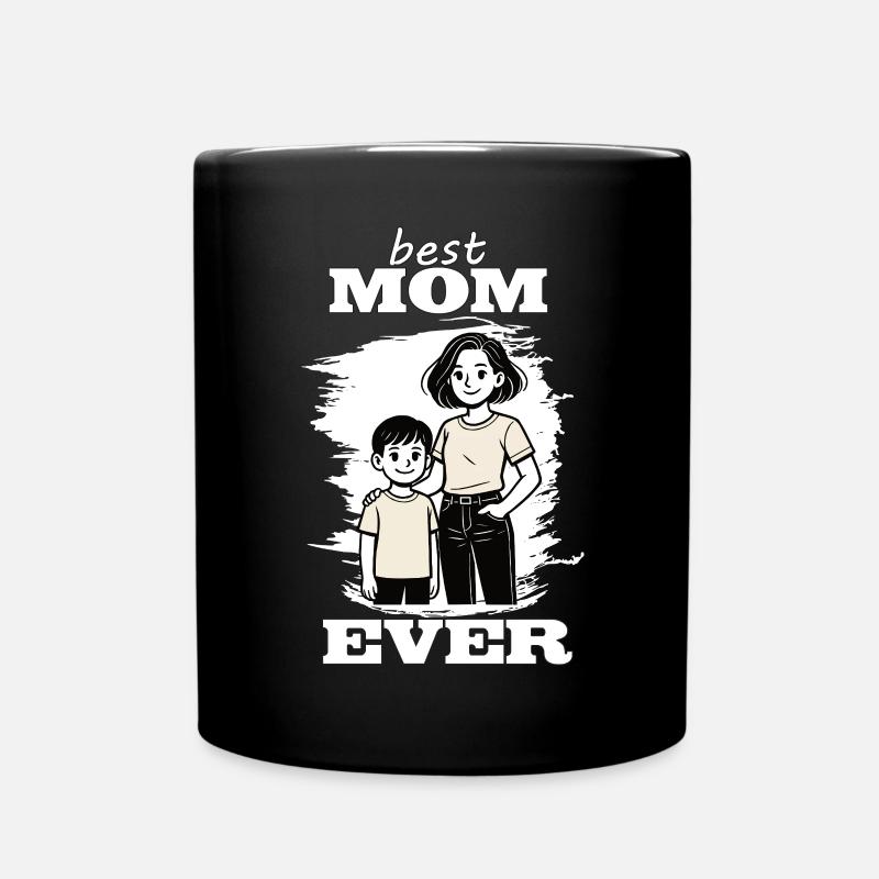 Best Mom Ever - Mother Son Design - Full Colour Mug - black