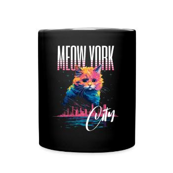 New York City Katze Meow Stadt Skyline Amerika USA - Tasse einfarbig - Schwarz - Vorne