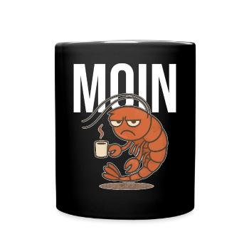 MOIN – Grummelige Krabbe mit Kaffee | Morgenmuffel - Tasse einfarbig - Schwarz - Vorne