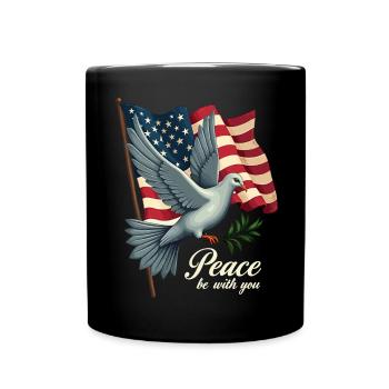 Dove of peace with flag - Full Colour Mug - black - Front