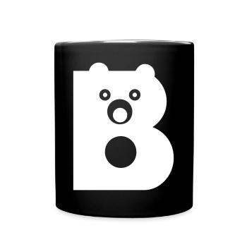 B Letter white Vectorgraphic - Tasse einfarbig - Schwarz - Vorne