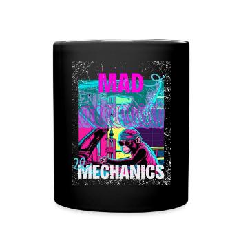 Mécaniques Folles – Art du garage du singe néon - Mug uni - noir - Devant