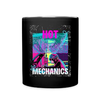 Hot Mechanics – Neon Monkey Garage Design - Full Colour Mug - black - Front