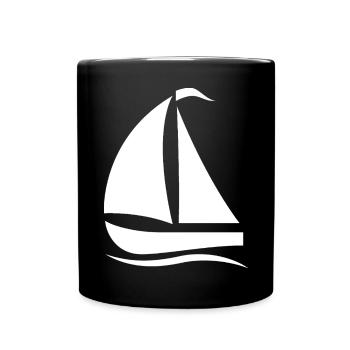 Minimalistische Segelboot Silhouette Nordsee  - Tasse einfarbig - Schwarz - Vorne