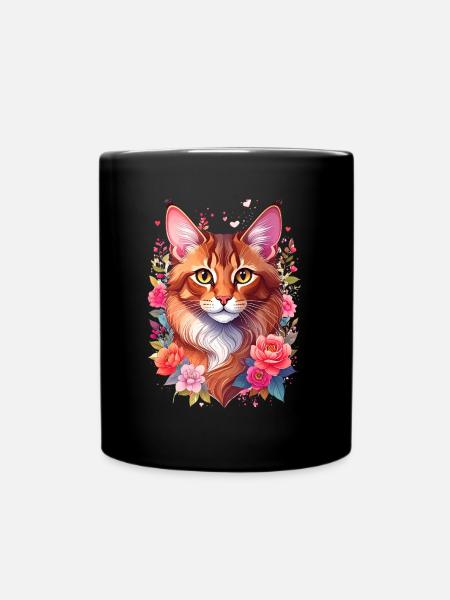 Somali Katze Portrait - Tasse einfarbig - Schwarz