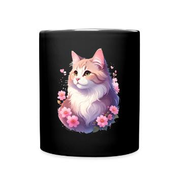 Portrait de chat angora - Mug uni - noir - Devant