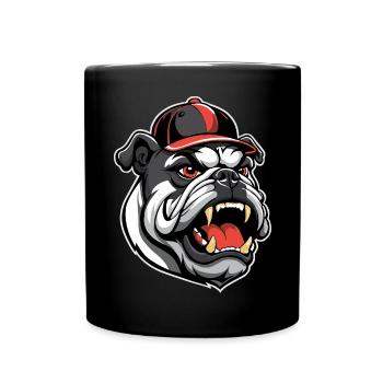 BULLDOG WITH BASEBALL CAP - Full Colour Mug - black - Front