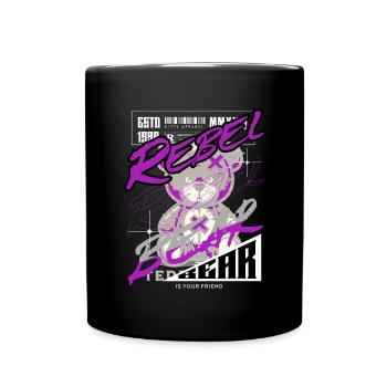 Rebel Bear Streetwear Shirt Graffiti Teddy Bär - Tasse einfarbig - Schwarz - Vorne