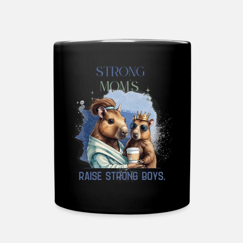 Strong Moms Raise Strong Boys – Boy Mom Design - Full Colour Mug - black