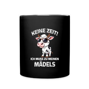 Kuh Bauern Sprüche Bauernhof Landwirtschaft Rind - Tasse einfarbig - Schwarz - Vorne