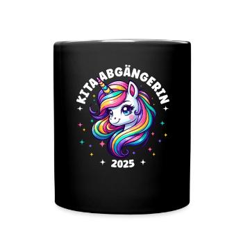 Einschulung Schulanfang Mädchen Schulkind 2025 - Tasse einfarbig - Schwarz - Vorne