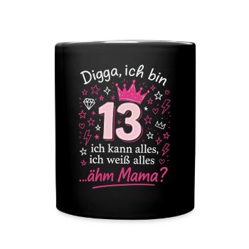 13 Geburtstag Mädchen Teenager - Tasse einfarbig - Schwarz - Vorne