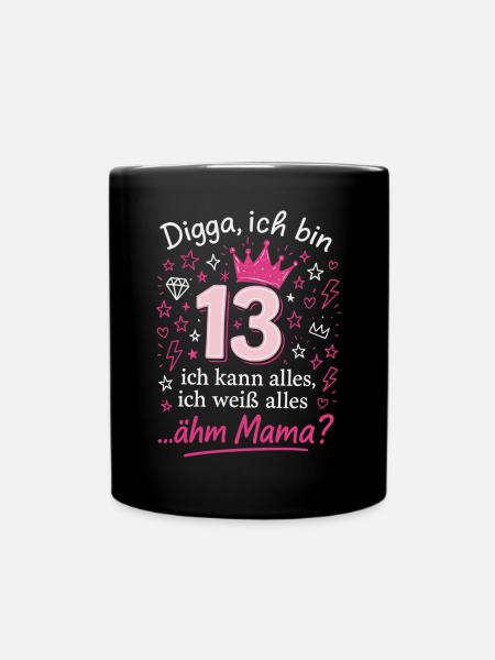 13 Geburtstag Mädchen Teenager - Tasse einfarbig - Schwarz