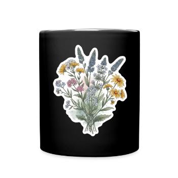 Illustration botanique de fleurs sauvages - Mug uni - noir - Devant