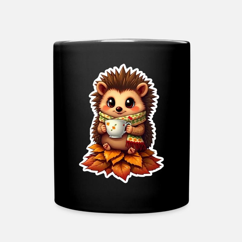 Hérisson douillet en automne - Mug uni - noir