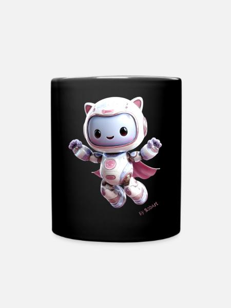 Cute Kitty 3D Volant – Couleurs Pastel - Mug uni - noir