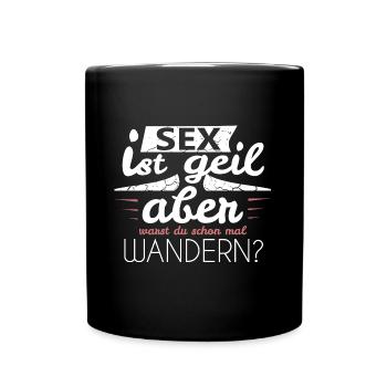 Wandern Spruch - Tasse einfarbig - Schwarz - Vorne