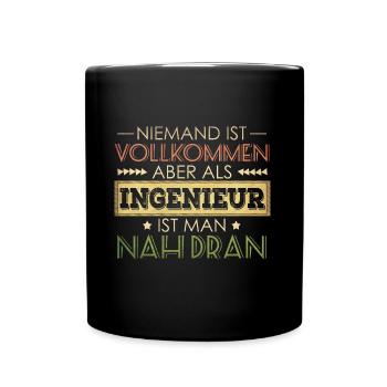 lustiger Spruch Ingenieur - Tasse einfarbig - Schwarz - Vorne