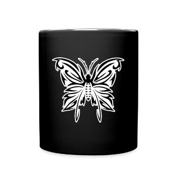 Gothic butterfly black white version - Full Colour Mug - black - Front