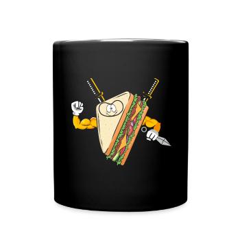Sandwich Ninja Karate Warrior Japan Geschenk - Tasse einfarbig - Schwarz - Vorne