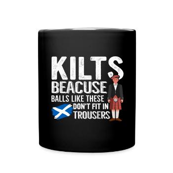 Schottischer Kilt Schottenrock Tartan Schottland - Tasse einfarbig - Schwarz - Vorne