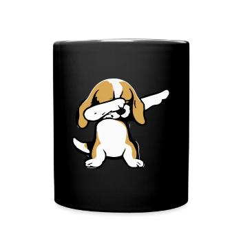 Dabbing-Beagle-Tab Hund Geschenk Retro - Tasse einfarbig - Schwarz - Vorne