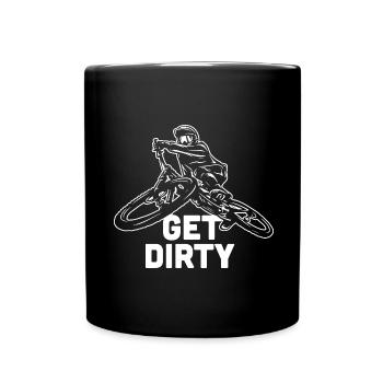 Schmutzig werden Mountainbike MTB Downhill - Tasse einfarbig - Schwarz - Vorne