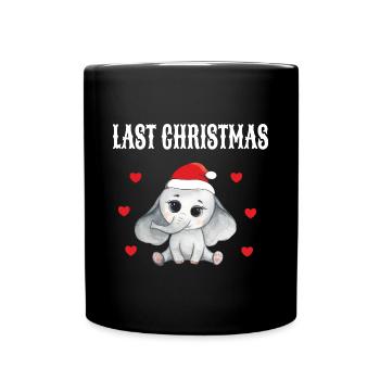 Elephant Santa Claus Merry Christmas - Full Colour Mug - black - Front