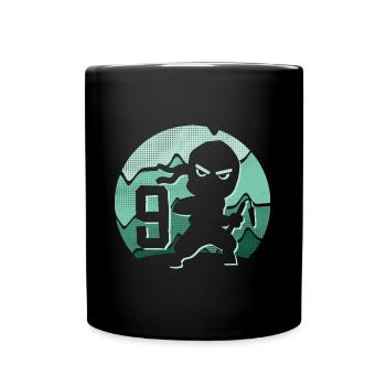 9 years boy 9th birthday children ninja - Full Colour Mug - black - Front