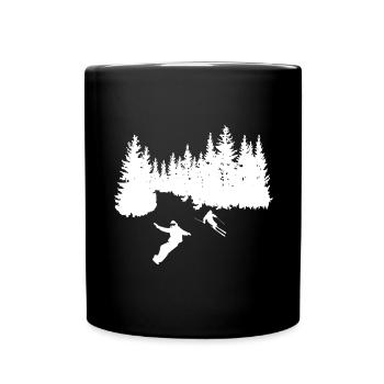 Trees - Snowboarding - Skiing - (4) - Full Colour Mug - black - Front