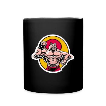 Muscous bodybuilder pig - Full Colour Mug - black - Front