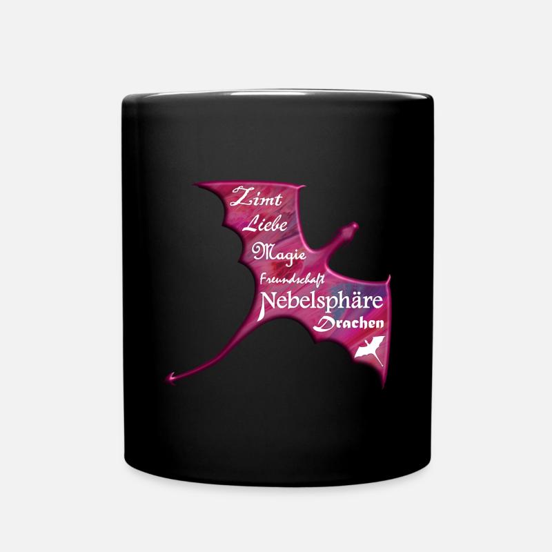 Drachen Panorama Pur Schrift weiß - Tasse einfarbig - Schwarz