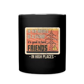 Power Lineman Power Line Electrician - Full Colour Mug - black - Front