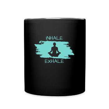 Inhale Exhale Yoga - Tasse einfarbig - Schwarz - Vorne