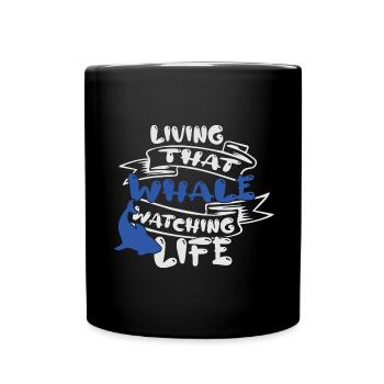 Whale design for whales and blue whales or beluga whales - Full Colour Mug - black - Front