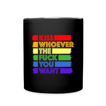 Kiss whoever you want | gay, gay, gay - Full Colour Mug - black - Front