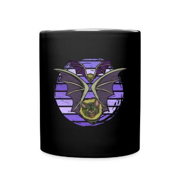 Retro Fledermaus - Tasse einfarbig - Schwarz - Vorne