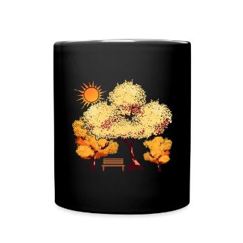 Sonne Natur Baum Wald Laub Geschenk Herbst - Tasse einfarbig - Schwarz - Vorne