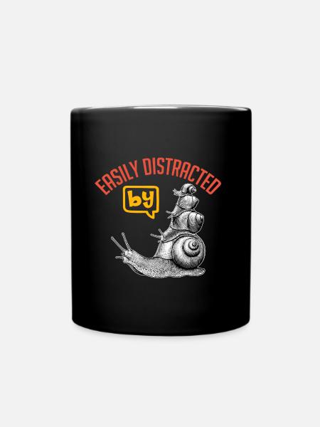 Leicht ablenkbar von Schnecken ich liebe Schnecken - Tasse einfarbig - Schwarz