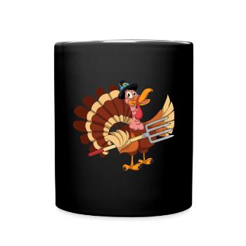 Animal Lover Autumn Gift Funny Turkey - Full Colour Mug - black - Front