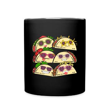 Fast Food Sonnenbrille Geschenk Lustiges Taco - Tasse einfarbig - Schwarz - Vorne