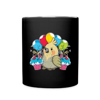 Bird Birthday Party Gift Cockatiel - Full Colour Mug - black - Front