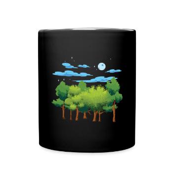 Nature Lover Forest Trees Gift Full Moon Moon - Mug uni - noir - Devant
