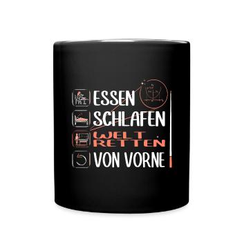 Super Mathelehrerin rettet die Welt - Tasse einfarbig - Schwarz - Vorne