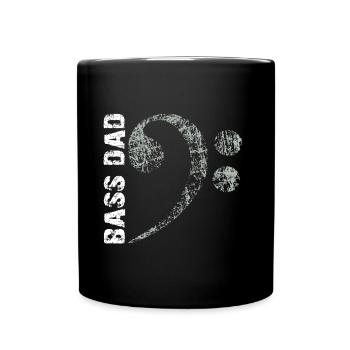 Bass Dad - Dad Plays Bass - Bass Clef - Full Colour Mug - black - Front