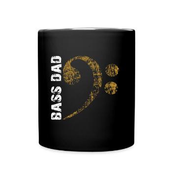 Bass Dad - Dad Plays Bass - Bass Clef - Full Colour Mug - black - Front